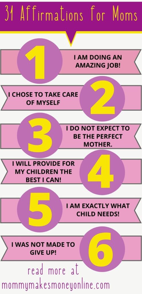 Are you looking for positive affirmations for moms? Then look no further. We have a list of over 31 Daily affirmations for moms that work! The words we speak are so powerful that they will come to pass! #positiveaffirmations #momaffirmations